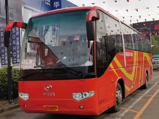 2nd Hand Coach Middle Passenger Door 51 Seats Red Color 10.5 Meters Yuchai Engine Used Higer Bus KLQ6109