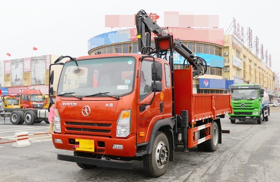 Crane Truck Mounted Lifting Weight 4 Tons Dayun 4*2 Single And Half Cab Grabbing Wood 200hp