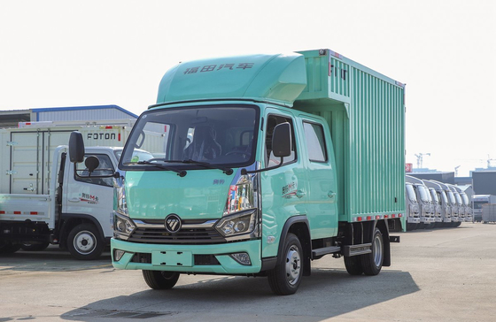 Used Light Cargo Trucks 2.7 Meters Container Box 2+3 Seats Double Cabin Chinese Brand Foton