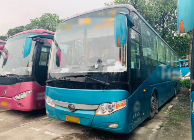 Diesel LHD Yutong Used Coaster Bus 55 Seats Bus Blue White 