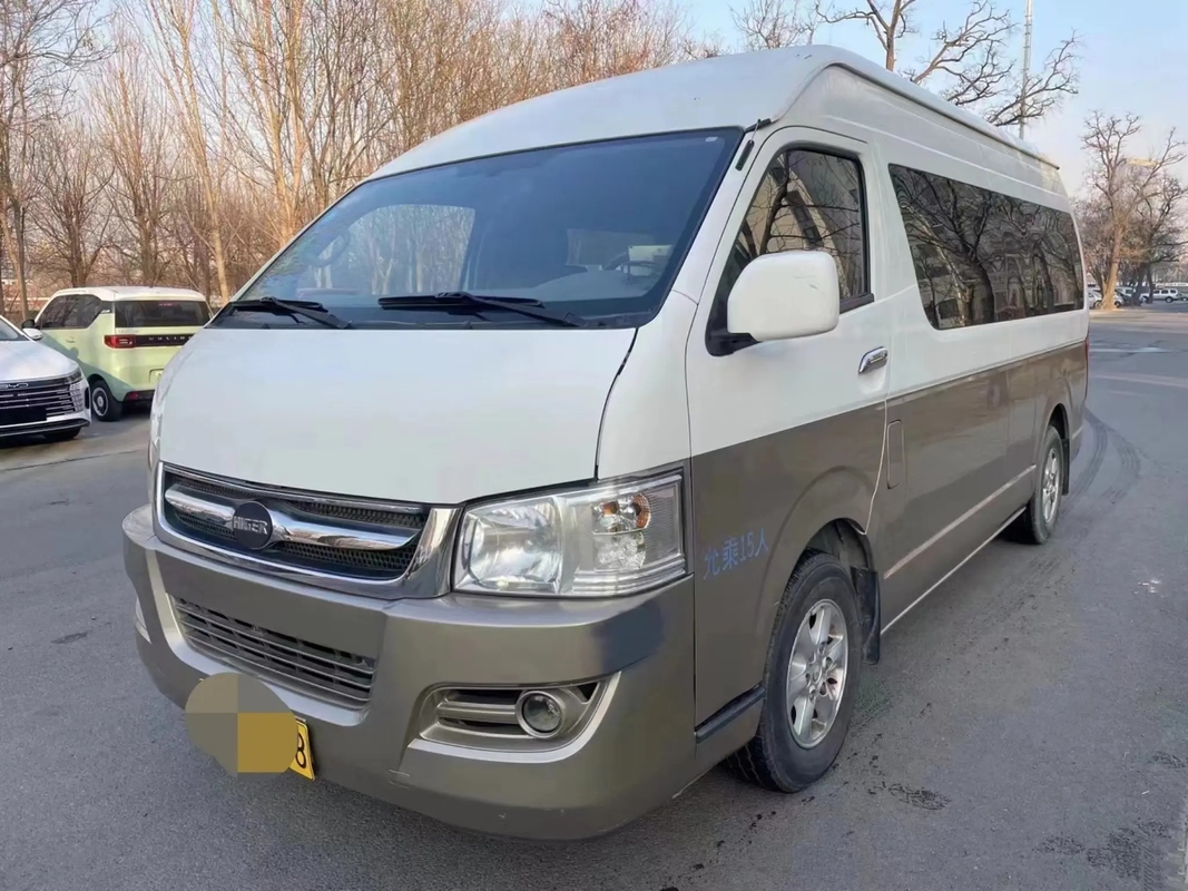 Used Shuttle Vans 15 Seats Higer Minibus KLQ6540 External Swinging Door Champagne Color Front Engine