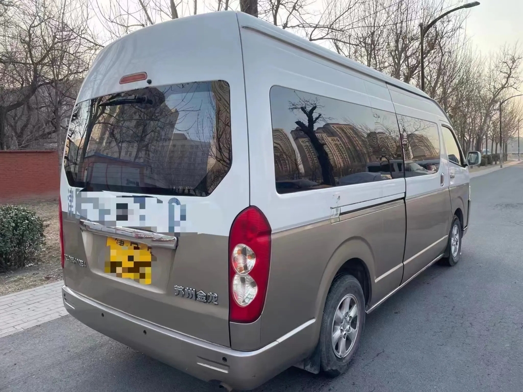Used Shuttle Vans 15 Seats Higer Minibus KLQ6540 External Swinging Door Champagne Color Front Engine