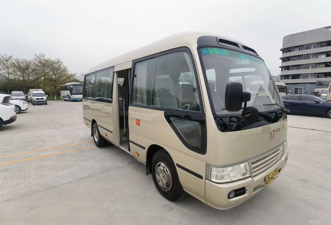 2nd Hand Mini Bus Champagne Color 19 Seats Front Engine Floding Door 6 Meters Used JMC Coaster JX6602