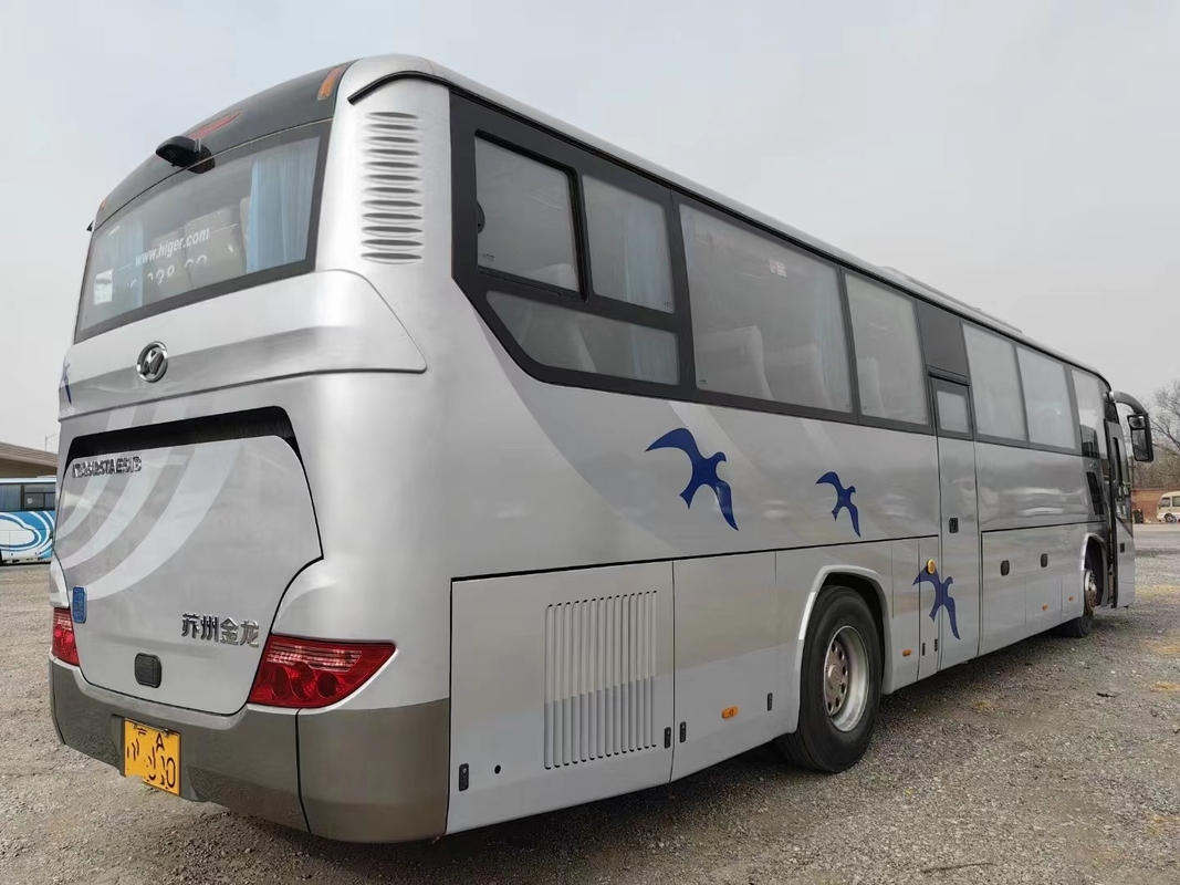 Used Tour Bus 54 Seats 12 Meters Yuchai 6 Cylinders Engine Double Doors Silver Color 2nd Hand Higer KLQ6125
