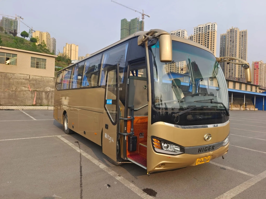 Used Transit Bus Golden Color 30 Seats KLQ6882 Single Door 6 Cylinders Engine Air Conditioner Used Higer Bus