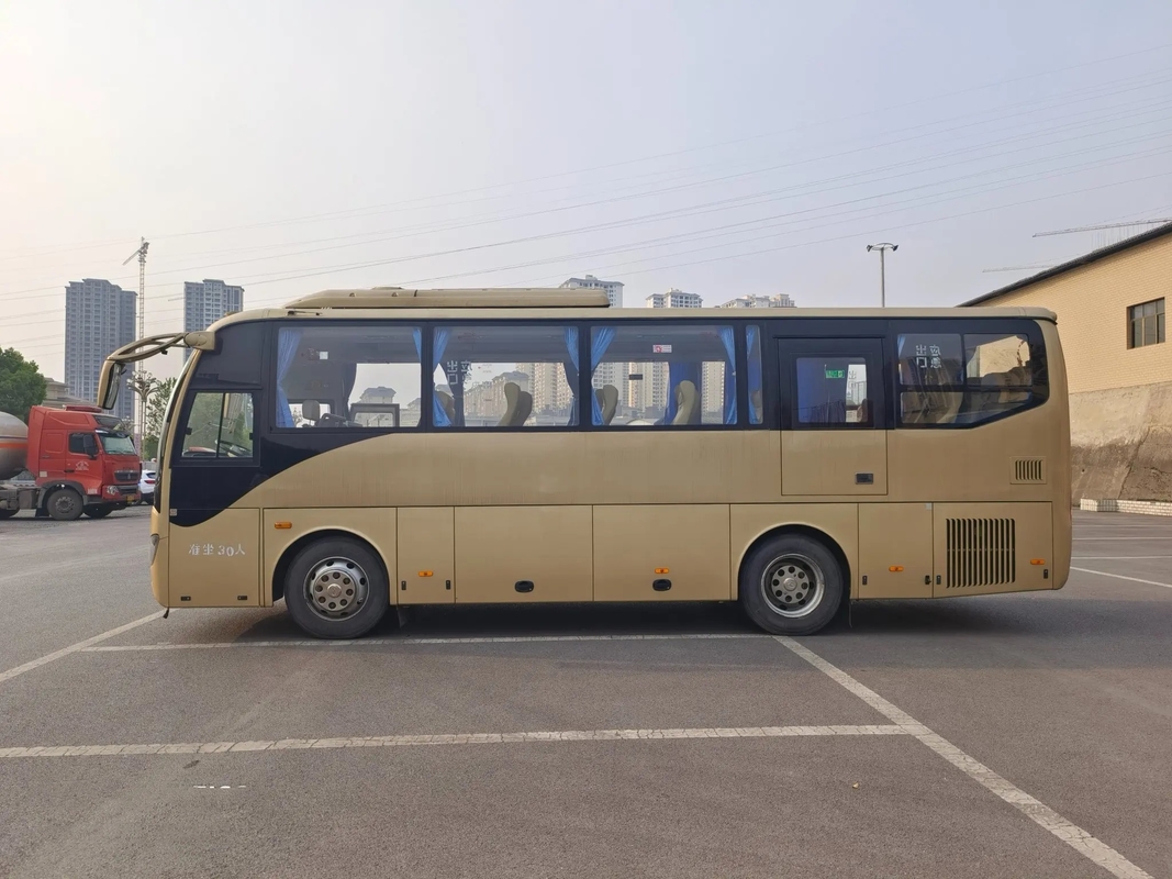 Used Transit Bus Golden Color 30 Seats KLQ6882 Single Door 6 Cylinders Engine Air Conditioner Used Higer Bus