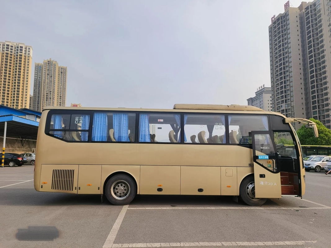 Used Transit Bus Golden Color 30 Seats KLQ6882 Single Door 6 Cylinders Engine Air Conditioner Used Higer Bus