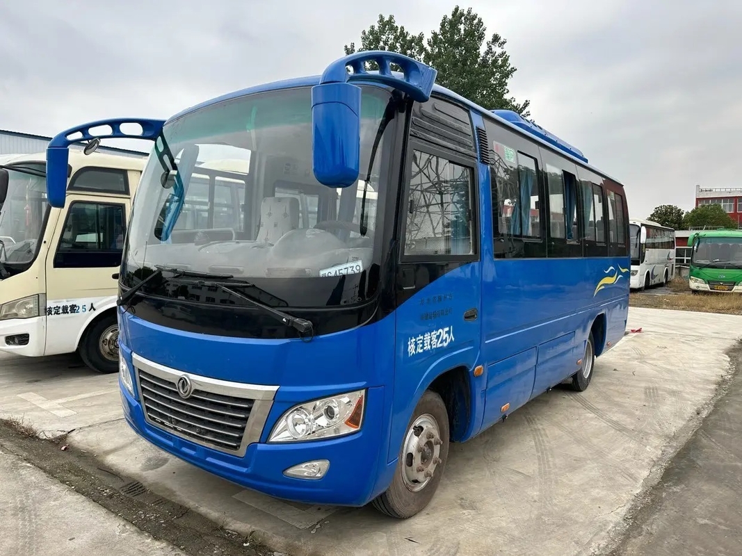 Used Small Bus Blues Color 25 Seats Yuchai Engine 130hp Sliding Windows Left Hand Drive Dongfeng Bus DFA6660