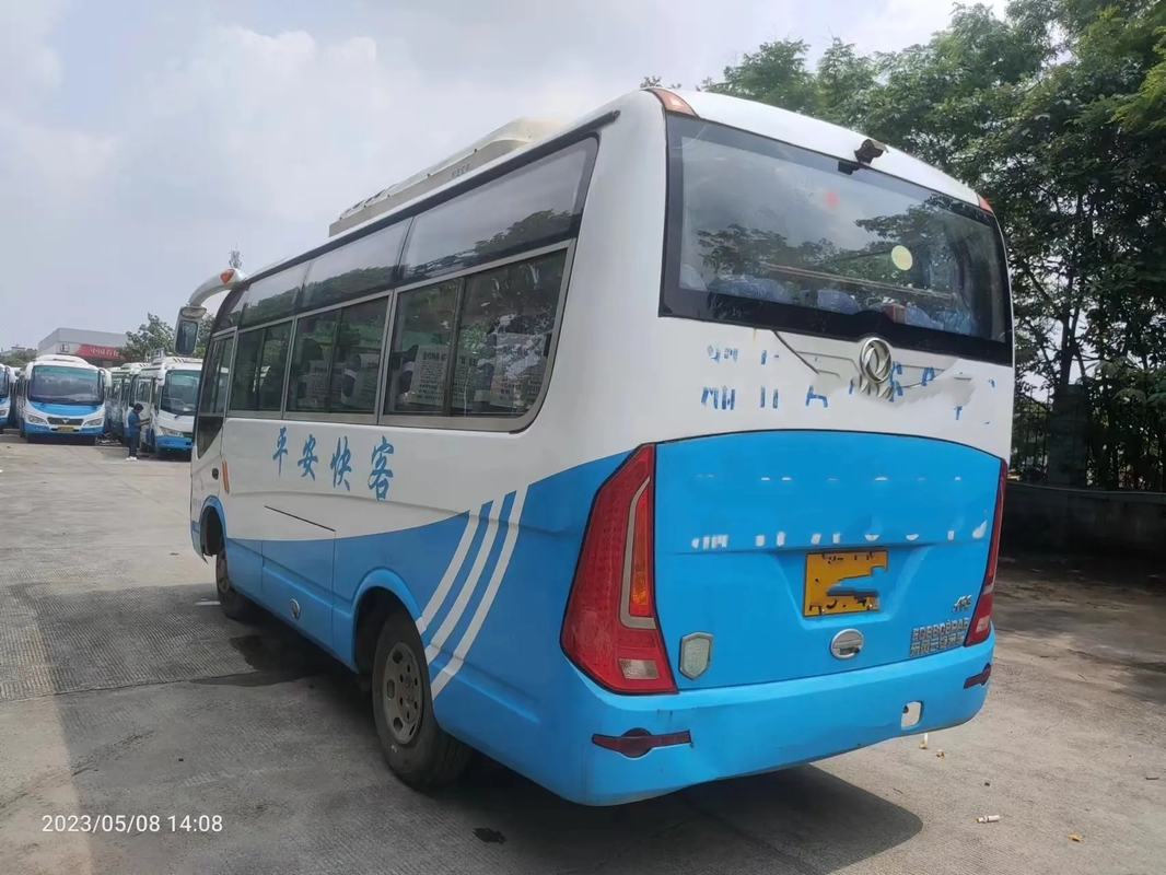 Used Shuttle Vans Floding Door 19 Seats White Color 6 Meters Front Engine Wiht A/C 2nd Hand Dongfeng Bus EQ6608