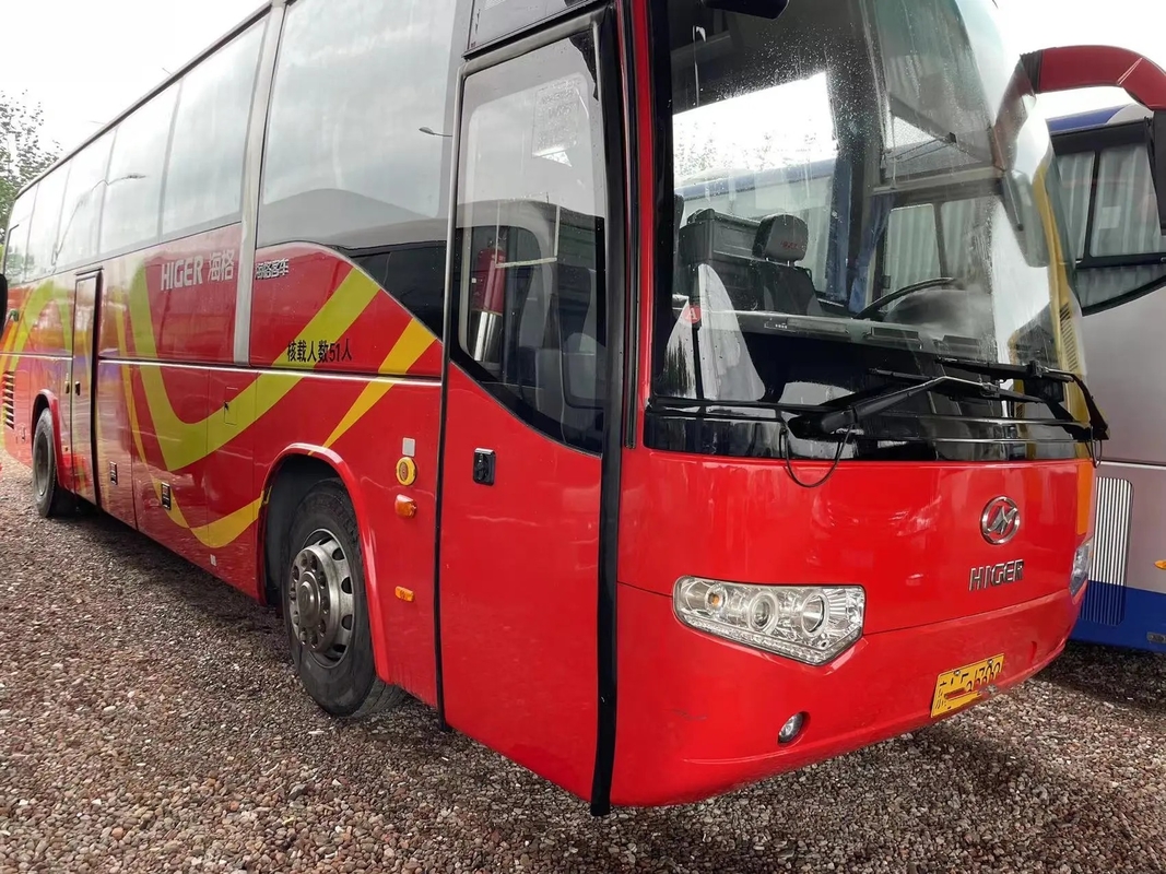 2nd Hand Coach Middle Passenger Door 51 Seats Red Color 10.5 Meters Yuchai Engine Used Higer Bus KLQ6109