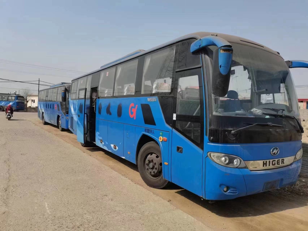 Used Diesel Bus Blue Color 59 Seats Yuchai Engine 280hp 2+3 Seats Layout 2nd Hand Drive Higer Bus KLQ6115