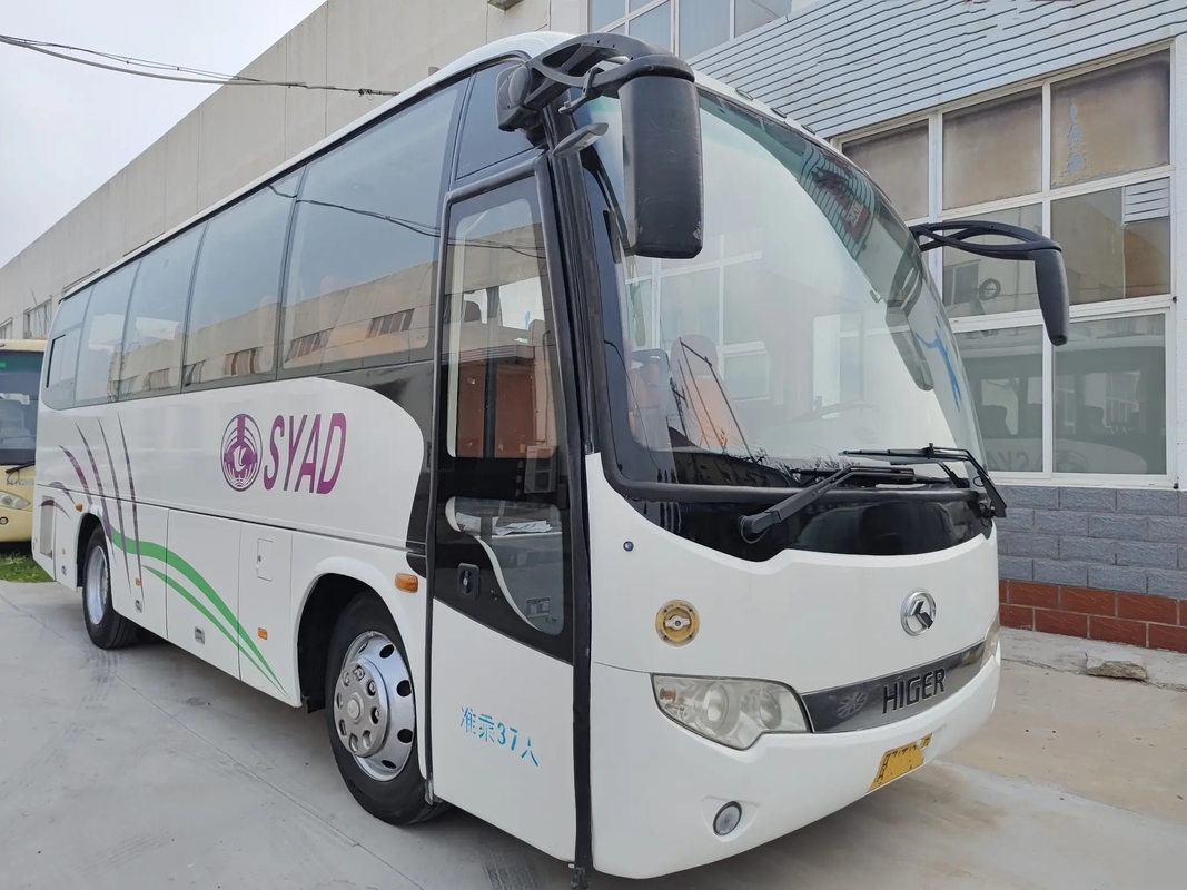 Used Commercial Bus Yuchai Engine 200hp Luggage Rack 37 Seats White Color Left Hand Drive Higer Bus KLQ6856