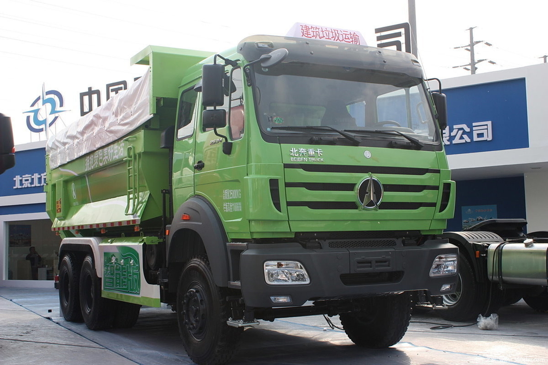 6*4 Drive Mode Used Construction Trucks Beiben 336hp Left Hand Drive Euro 4 Flat Cab