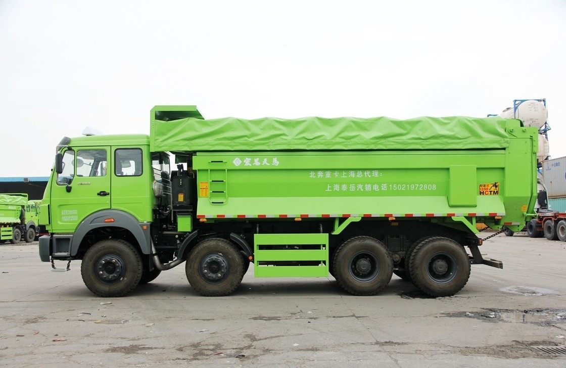 Beiben 8x4 Muck Tipper Used Heavy Trucks Single And Half Row Cab 12 Tires