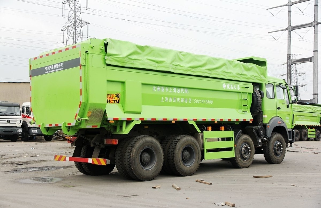 Beiben 8x4 Muck Tipper Used Heavy Trucks Single And Half Row Cab 12 Tires