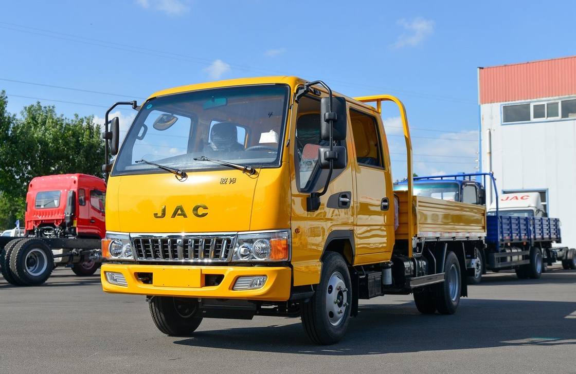 Used Mini Cargo Truck Double Cab 2+3 Seaters 100km/H Speed JAC Flat Box Lorry Truck