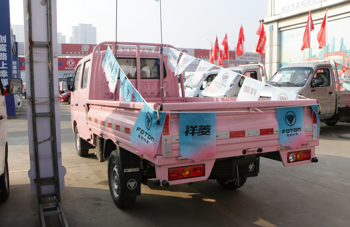 Cargo Box Truck Foton Mini Lorry Truck Pink Color Manual Transmission Gasoline Engine Euro 6