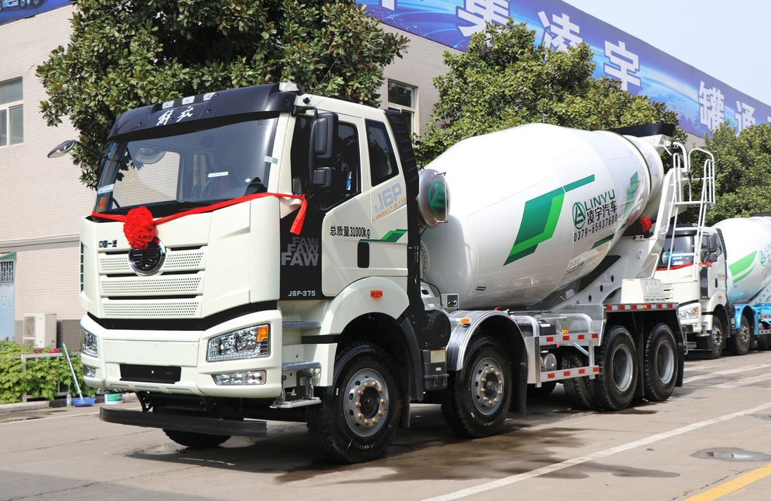 Concrete Mixer Truck 12 Wheels 8*4 FAW Mixer 375hp One Sleeper Cabin 8 Cubic Tanker