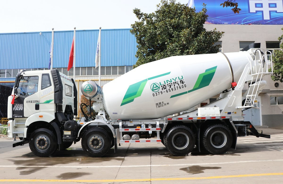 Concrete Mixer Truck 12 Wheels 8*4 FAW Mixer 375hp One Sleeper Cabin 8 Cubic Tanker