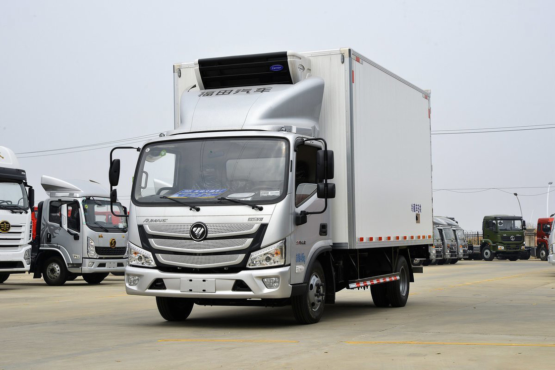 158HP 4X2 Single Row Seats Six Gears 4.08m Double Doors White Cargo Box Foton BJ5048 Refrigerated Truck