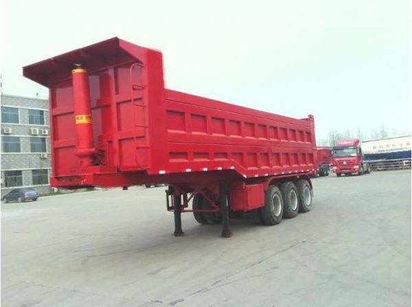 9.4M Rear Dump Semi Trailer Truck With 3 Axles And 28T TFOC Landing Leg