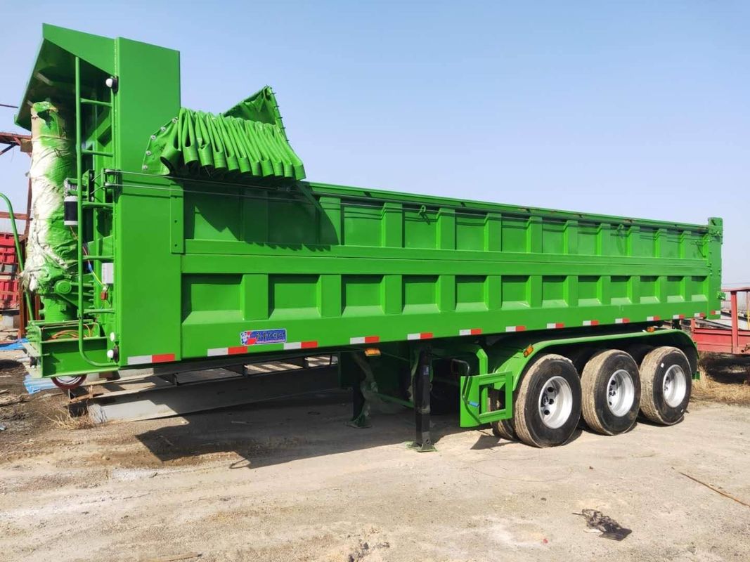 9.4M Rear Dump Semi Trailer Truck With 3 Axles And 28T TFOC Landing Leg