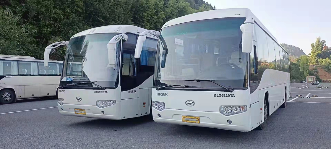 Higer Bus In Tanzania KLQ6129 Yutong Long Used Coach Buses 65 Seats RHD Front Engine 2+3 Layout Toyota Coaster Bus
