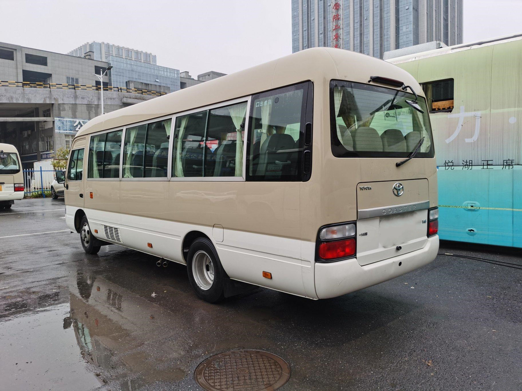 LHD Second Hand Coaster Bus Hino Engine 23 Seater Khaki Bus With Luxury A/C System
