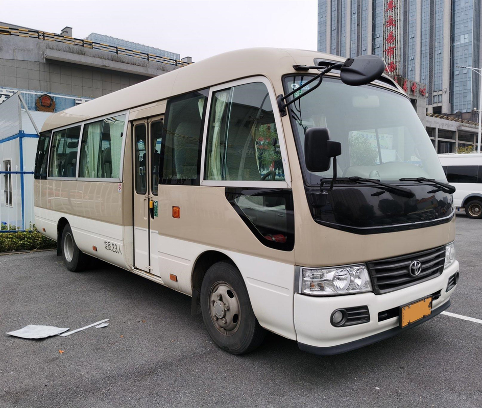 LHD Second Hand Coaster Bus Hino Engine 23 Seater Khaki Bus With Luxury A/C System