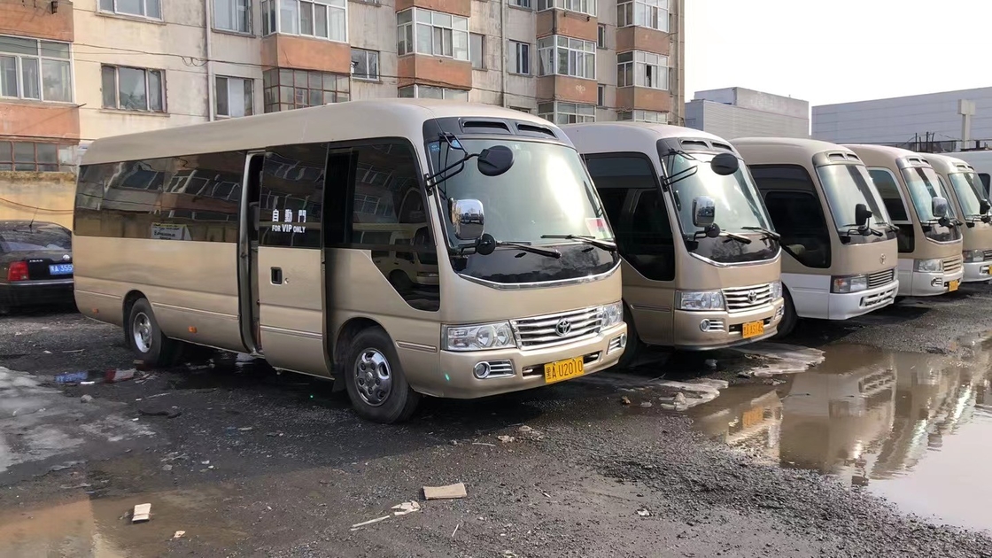Mini Buses 23 Seater Toyota Coster Bus Mini School Bus Gasoline Engine Antomatic Door