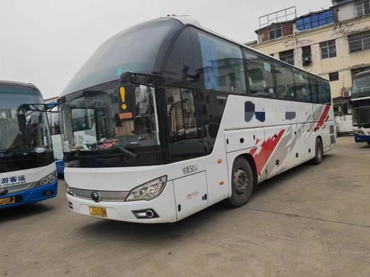 Used Coach Bus 12 Meters 2 Windshields Middle Door 50 Seats Air Conditioner Rear Engine Yutong Bus ZK6122
