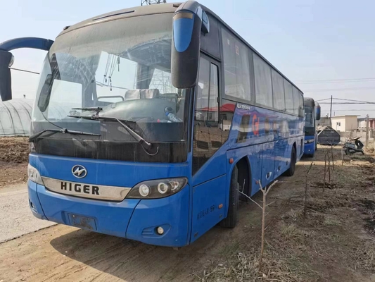 Used Diesel Bus Blue Color 59 Seats Yuchai Engine 280hp 2+3 Seats Layout 2nd Hand Drive Higer Bus KLQ6115