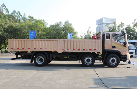 Used Chinese Cargo Trucks Foton Lorry Truck Gold Color 6*2 Flat Box Loading 18 Tons