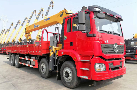 20 Ton Truck Mounted Crane Shacman 8×4 Flat Bed Box  5 Section Arm 23.7 Meters Long