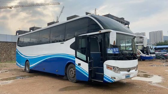 55 Seats 6 Tire 6050mm Wheelbase Used Yutong Buses Left Hand Drive Nude Packing Double Doors with ABS