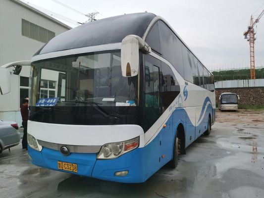 55 Seats 6 Tire 6050mm Wheelbase Used Yutong Buses Left Hand Drive Nude Packing Double Doors with ABS