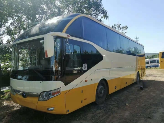 Yellow Yutong Used Trip Bus ZK6122 61 Seat LHD Support Diesel A/C Two Doors