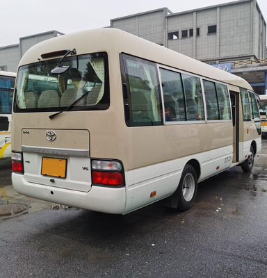 LHD Second Hand Coaster Bus Hino Engine 23 Seater Khaki Bus With Luxury A/C System