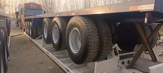 3 Axles 45tons Used Truck Trailer Flatbed Trailer For  13M Container Carrier