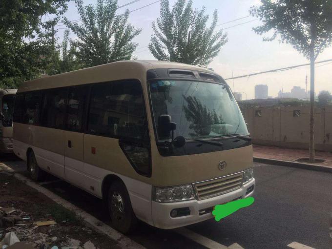 Gas Fuel Toyota Used Coaster Bus With Luxury Leather Seats 6990mm Bus Length